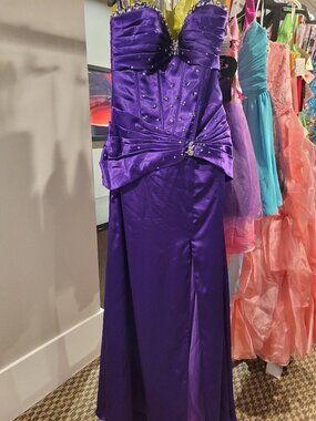 mori lee eggplant bridesmaid dress Monica Satin Bridesmaid Dress main image 1